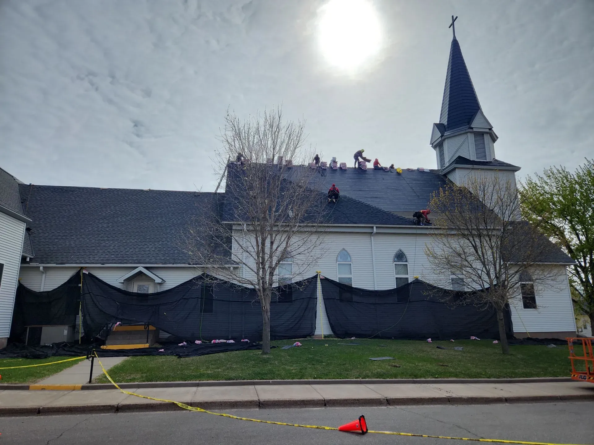 Asphalt shingle roof replacement at Living Branch Lutheran Church in North Branch Minnesota